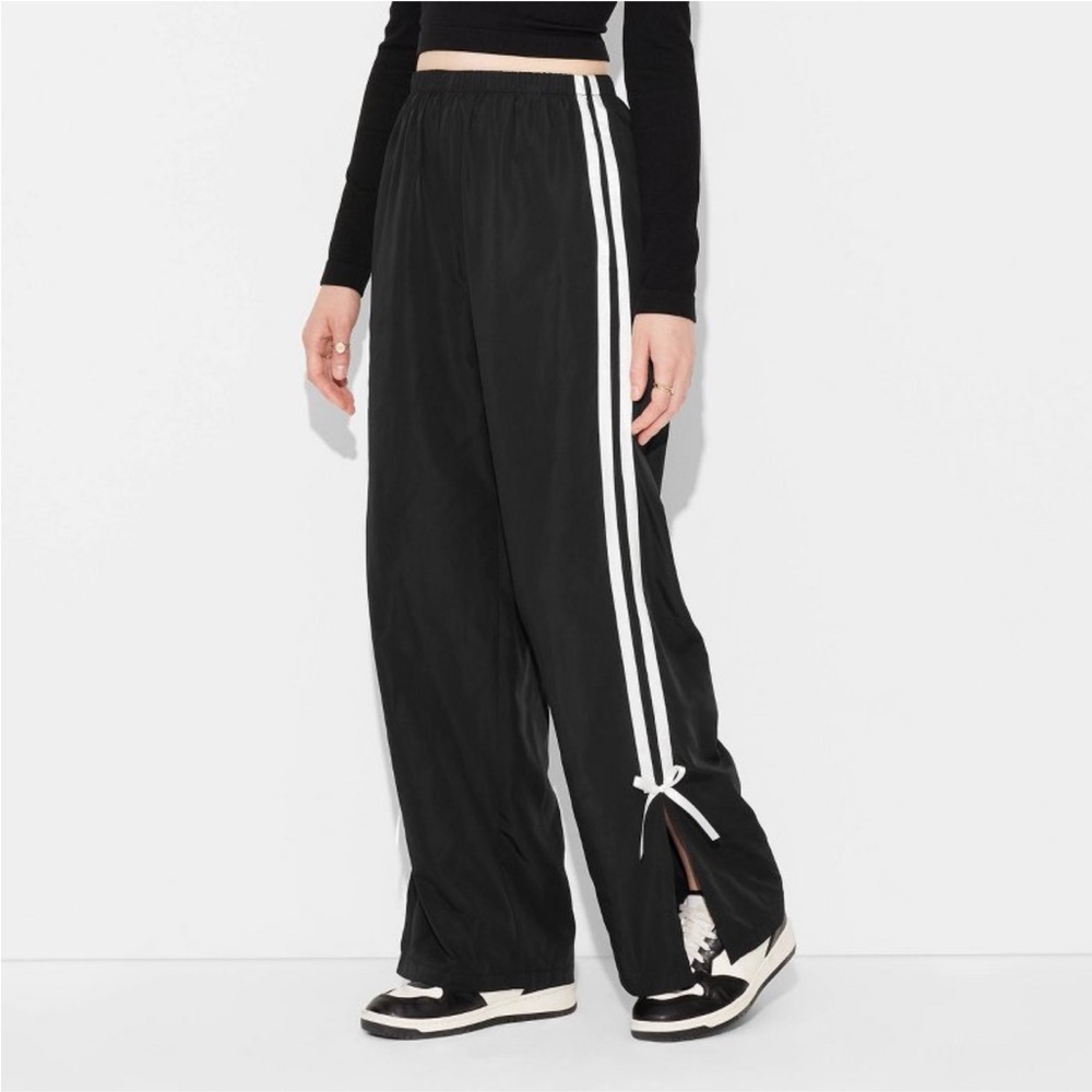 High-Rise Tie Detail Track Pants - Wild Fable
